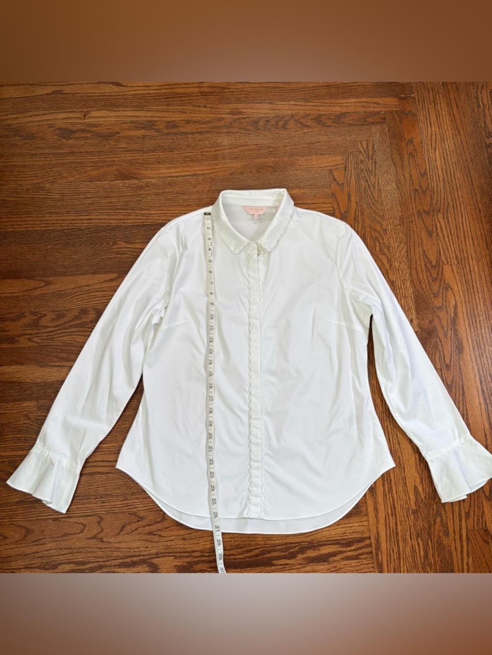 Ted Baker White Scalloped Collar Button-Up Blouse